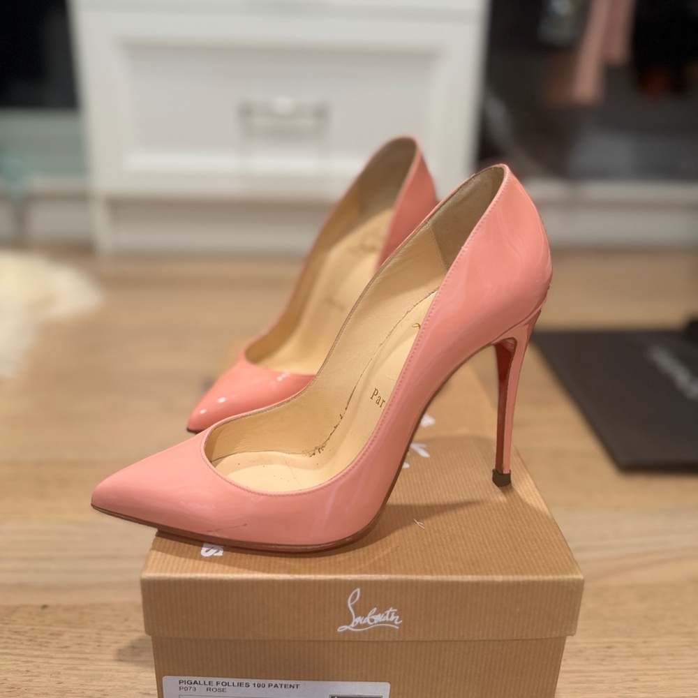 Christian Louboutin Rose Pink Patent Pointed-Toe Stiletto Pumps